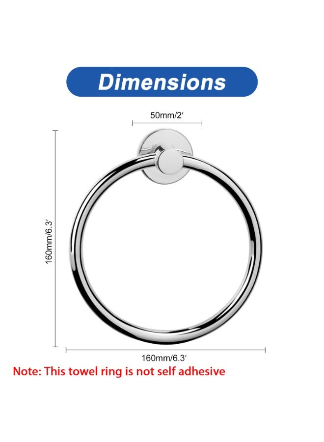 Bath Towel Ring, Bathroom Hardware Accessories- Thicken Stainless Steel Hand Towel Holder for Bathroom, Modern Round Towel Hanger Wall Mounted (Chrome Finish) - Image 2
